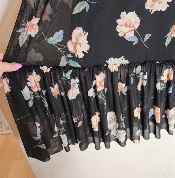 NWT American Rag Black Floral Pull On Stretch Mesh Tiered Maxi Skirt Size XXL - Picture 4 of 13